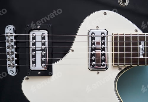 Preview: detail photo of an black electric guitar