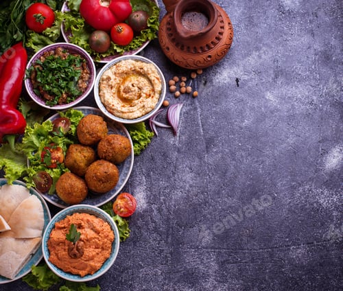 Preview: Selection of Middle eastern or Arabic dishes.