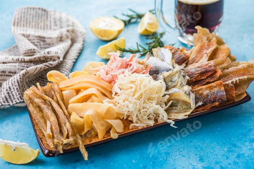 Preview: Seafood Mix with Squid,Tuna, codfishon, yellow minke. Cured Dehydrated Fish Fillet as Beer Snack