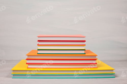Preview: Pile of books on the table. Leisure, reading, study concept