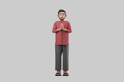 Preview: Man greeting gesture cartoon character