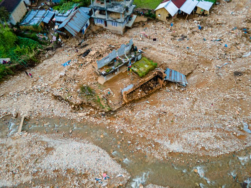Preview: The aerial view shows the flood-affected areas