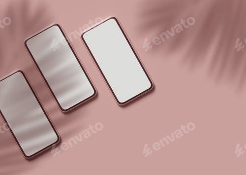 Preview: 3D Illustration. Smartphones with white screen.