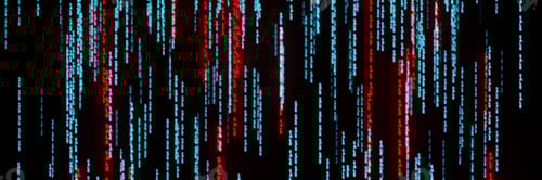 Preview: Stream of binary matrix code SALE on the screen panorama 3d rendering