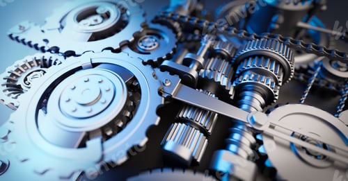 Preview: Gears and cogs mechanism. Industrial machine, engine