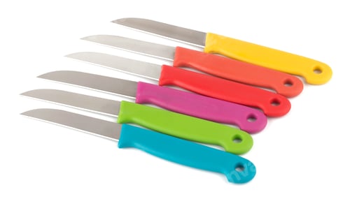 Preview: Set of colorful knives isolated on white
