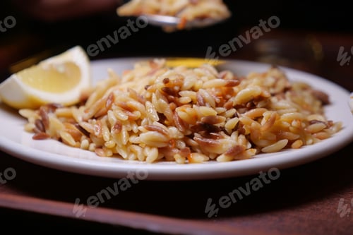 Preview: Delicious orzo pasta with lemon served on a plate