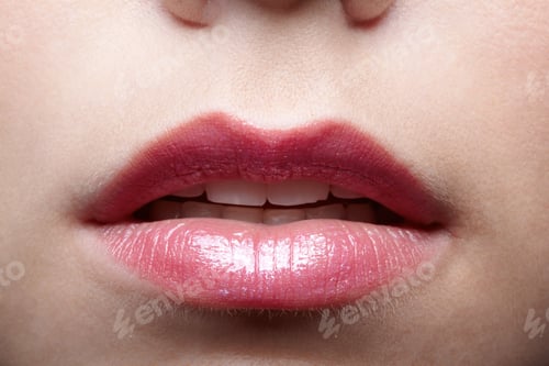 Preview: Close Up Of Causasian Girl'S Mouth Zone