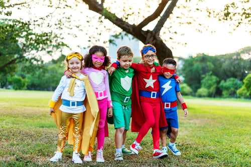 Preview: Superheroes Cheerful Kids Expressing Positivity Concept