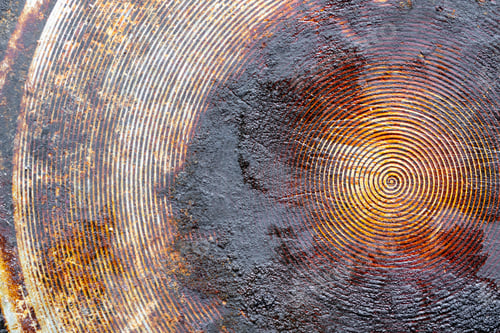 Preview: old aluminum sheet with burnt marks from the pan