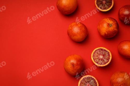 Preview: Concept of citrus with red orange, space for text