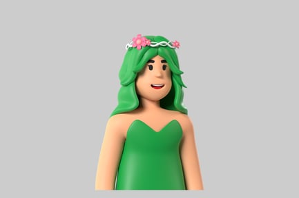 Preview: Green haired flower crown girl