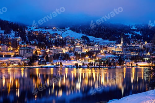 Preview: St. Moritz resort at night