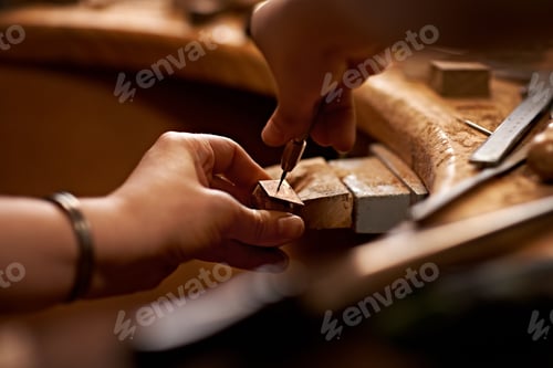 Preview: Working with your hands is the purest art form. A person using a tool to work on a piece of wood.