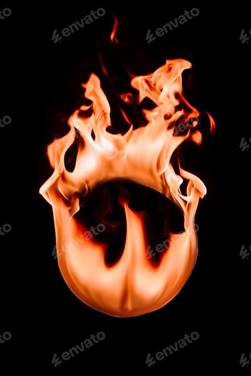 Preview: close up view of burning circle figure isolated on black