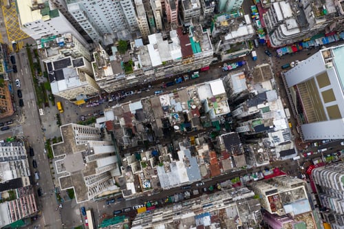 Preview: Sham Shui Po, Hong Kong 06 May 2019: Hong Kong downtown city from top