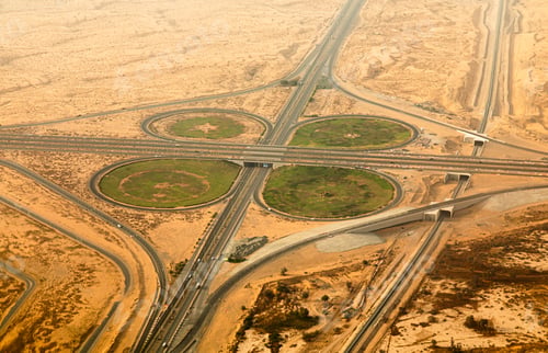 Preview: Dubai highways with cars in the desert