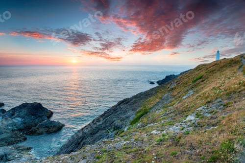 Preview: Sunset over the lighthouse at Trevose Head