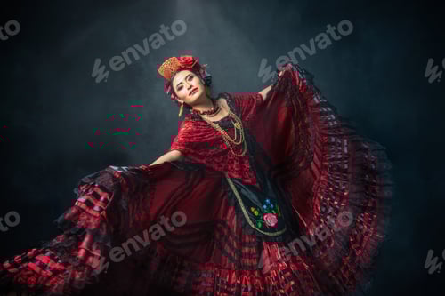 Preview: A woman in a red dress is dancing