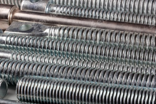 Preview: Newly manufactured large screws. Close up.