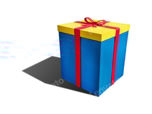 Preview: Blue and Yellow Giftbox Isolated on White Background