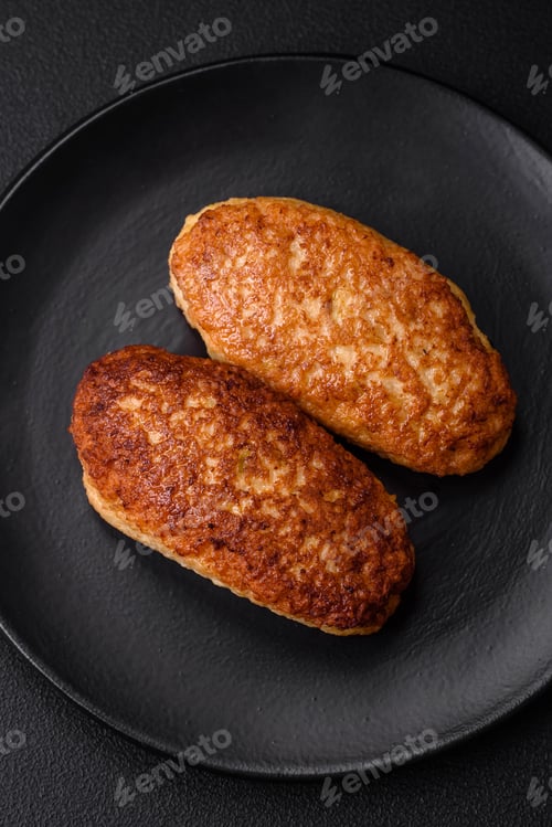 Preview: Delicious fried cutlets or meatballs from minced fish with spices and herbs