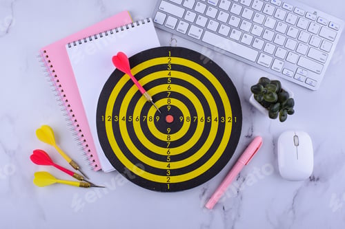 Preview: Target and goal concept with darts and arrows