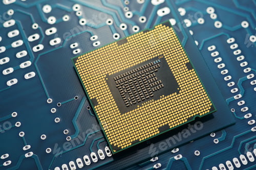 Preview: CPU on printed circuit board pcb.