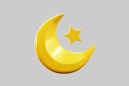 Vista previa: Luna creciente dorada y estrella