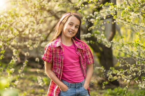 Visualização: linda garota com um lindo sorriso