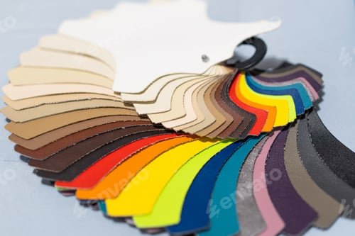 Preview: Catalog of multicolored imitation leather from matting fabric texture background