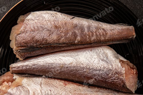 Preview: Hake raw fish seafood healthy food main course ingredient appetizer fresh delicious gourmet food