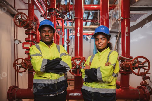 Preview: Engineer or technician work checking Fire suppression system and fire equipment.