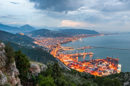 Preview: Salerno, Italy on the Mediterranean Coast at dusk