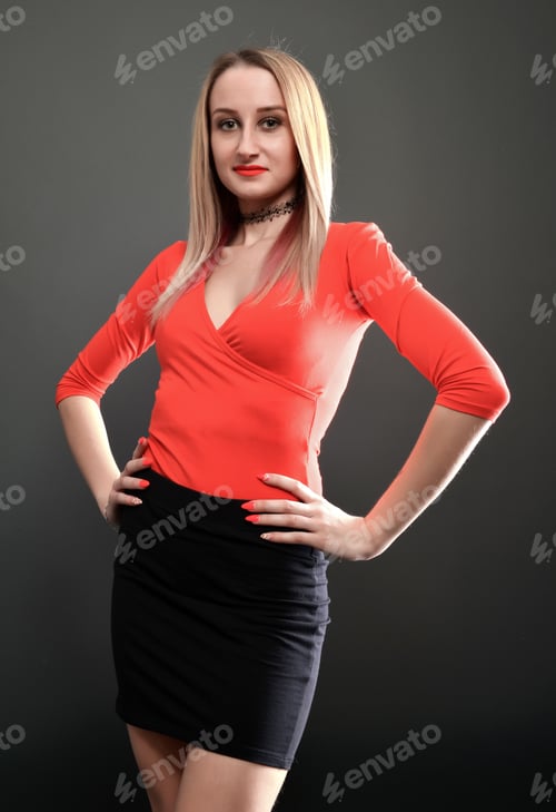 Preview: Beautiful Woman Portrait Close Up Studio On White Blonde