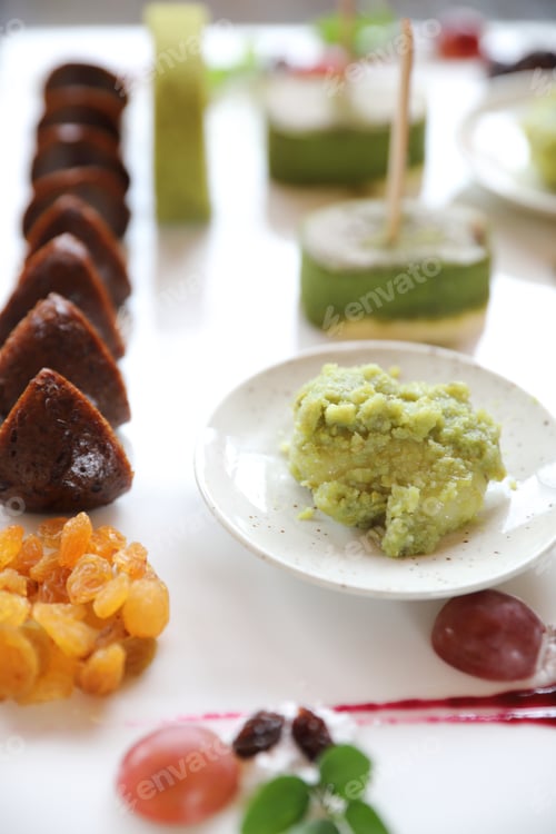 Preview: Japanese Dessert Mix On Wood Background