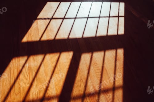 Preview: Sunlight enters through a window and cast square shadows against the wooden floor.