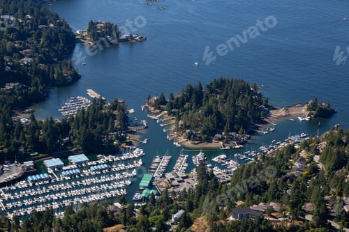 Preview: Aerial view of Marina and Residential homes by the ocean shore