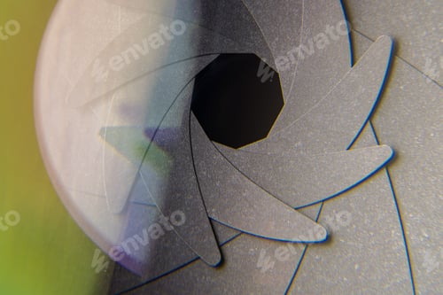 Preview: Changing aperture camera lens close up