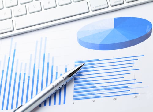 Preview: Business chart with computer keyboard