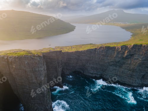 Preview: View from Trælanípa Trail Cliff, Faroe Islands