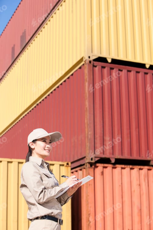 Preview: shipping industry worker with a clipboard