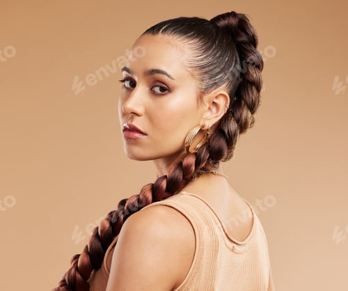 Preview: Glamorous Woman with Braided Hair Posing