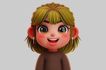Preview: Smiling Korean Chibi 3D Girl