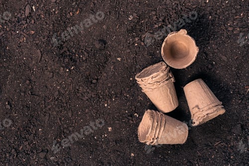 Preview: Cardboard gardening pot containers for soil, top view