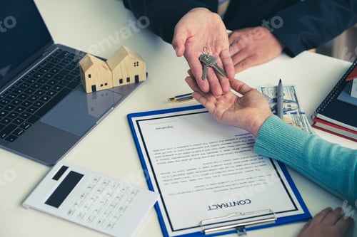 Preview: Sale purchase contract to buy a house, Customer sending money buying home loan and giving keys from