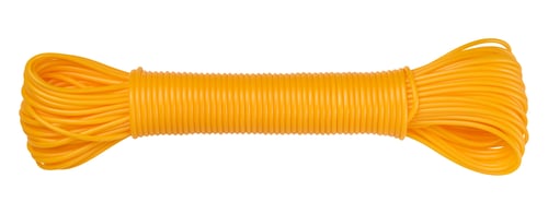Preview: A bright orange plastic clothesline rolled into a roll.