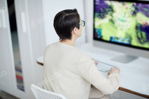 Preview: Woman Working in White Office