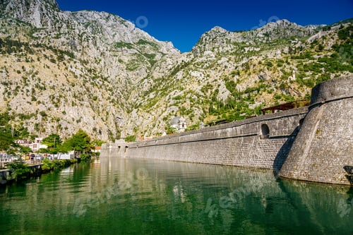 Preview: River canal and city walls of the fortress of the Kotor old town