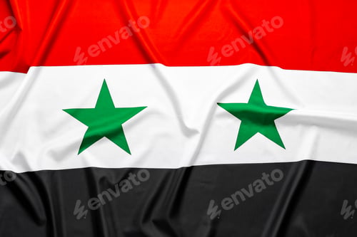 Preview: Wavy flag of Syria for background top view
